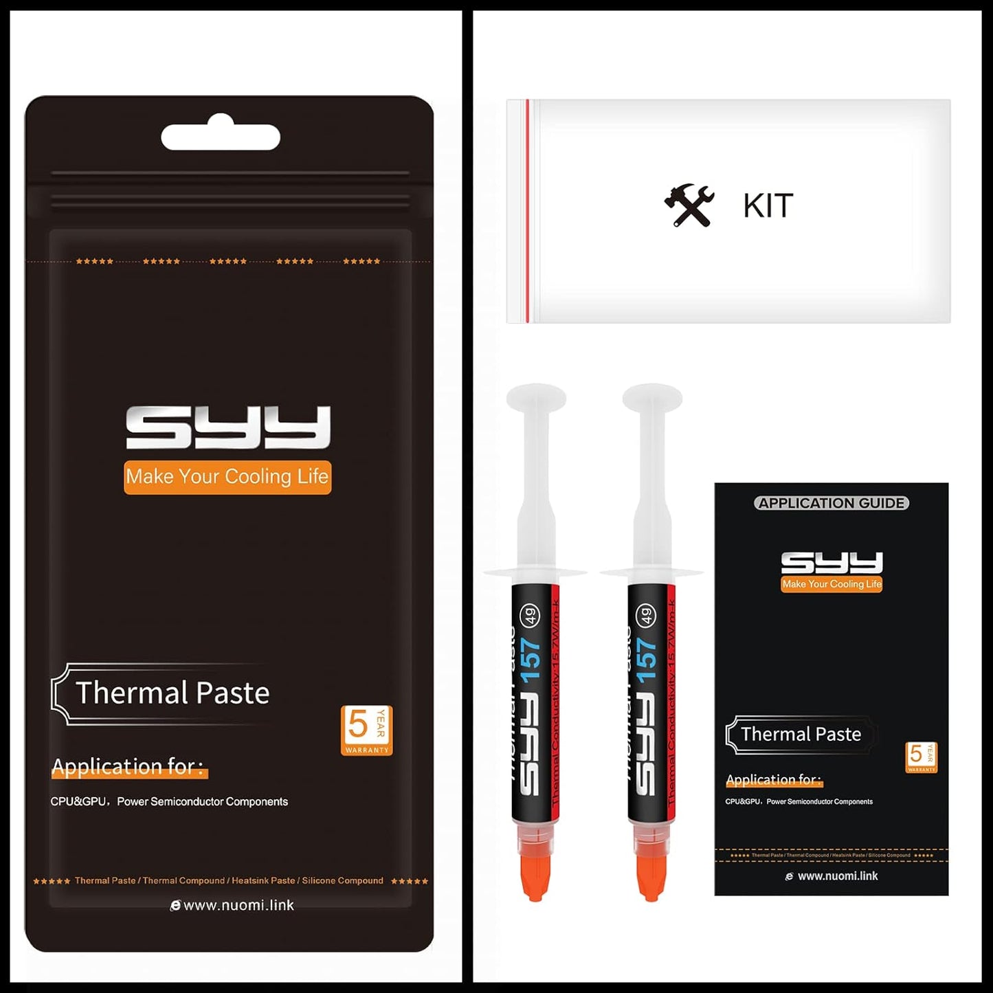 Thermal Paste, 2 Grams CPU Paste Thermal Compound Paste Heatsink for Ic/Processor/Cpu/All Coolers, 15.7W/M.K Carbon Based High Performance, Thermal Interface Material, CPU Thermal Paste