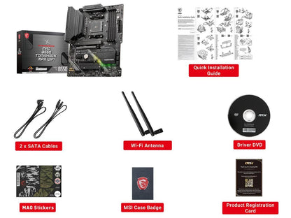 MAG B550 Tomahawk MAX Wifi Gaming Motherboard (AMD AM4, DDR4, Pcie 4.0, SATA 6Gb/S, M.2, USB 3.2 Gen 2, HDMI/DP, ATX, Wi-Fi 6E, AMD Ryzen 5000 Series Processors)