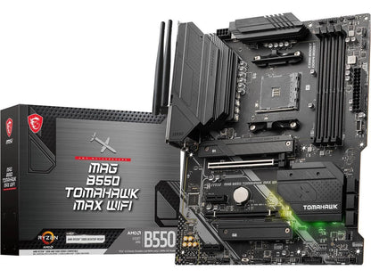 MAG B550 Tomahawk MAX Wifi Gaming Motherboard (AMD AM4, DDR4, Pcie 4.0, SATA 6Gb/S, M.2, USB 3.2 Gen 2, HDMI/DP, ATX, Wi-Fi 6E, AMD Ryzen 5000 Series Processors)